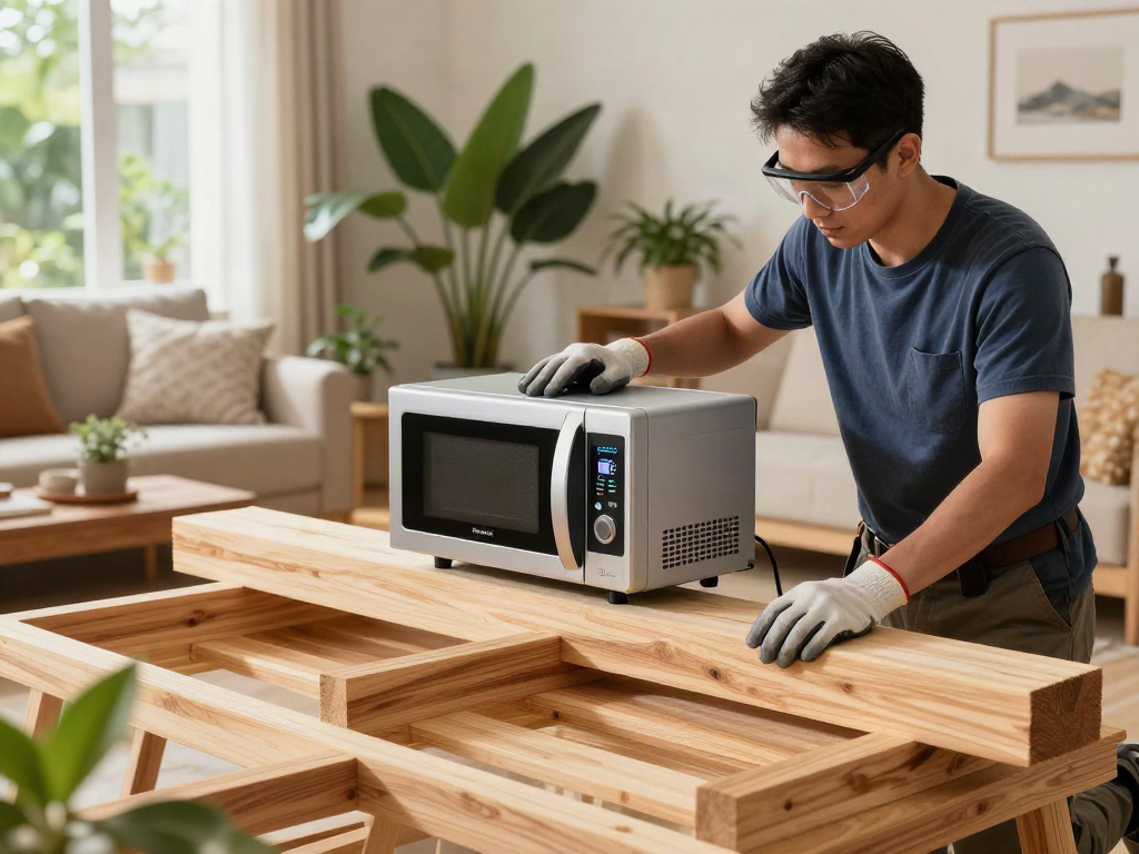 Application d'un traitement Shashel® sur des poutres en bois dans un environnement domestique, montrant l'utilisation de la technologie écologique.